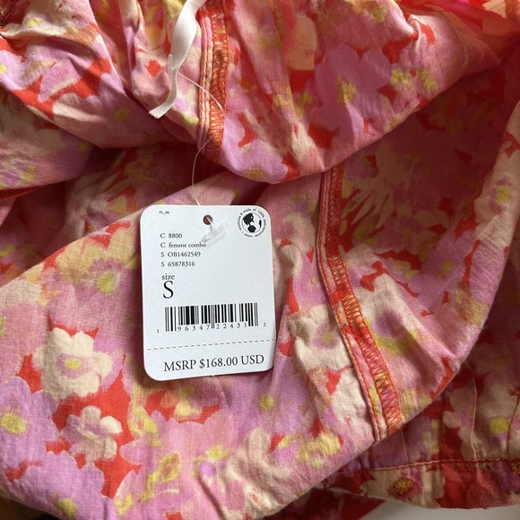 NWT Free People Floral Jumpsuit Amy Jumpsuit S Wide Leg Puff Sleeves Boho Gypsy - Picture 11 of 11